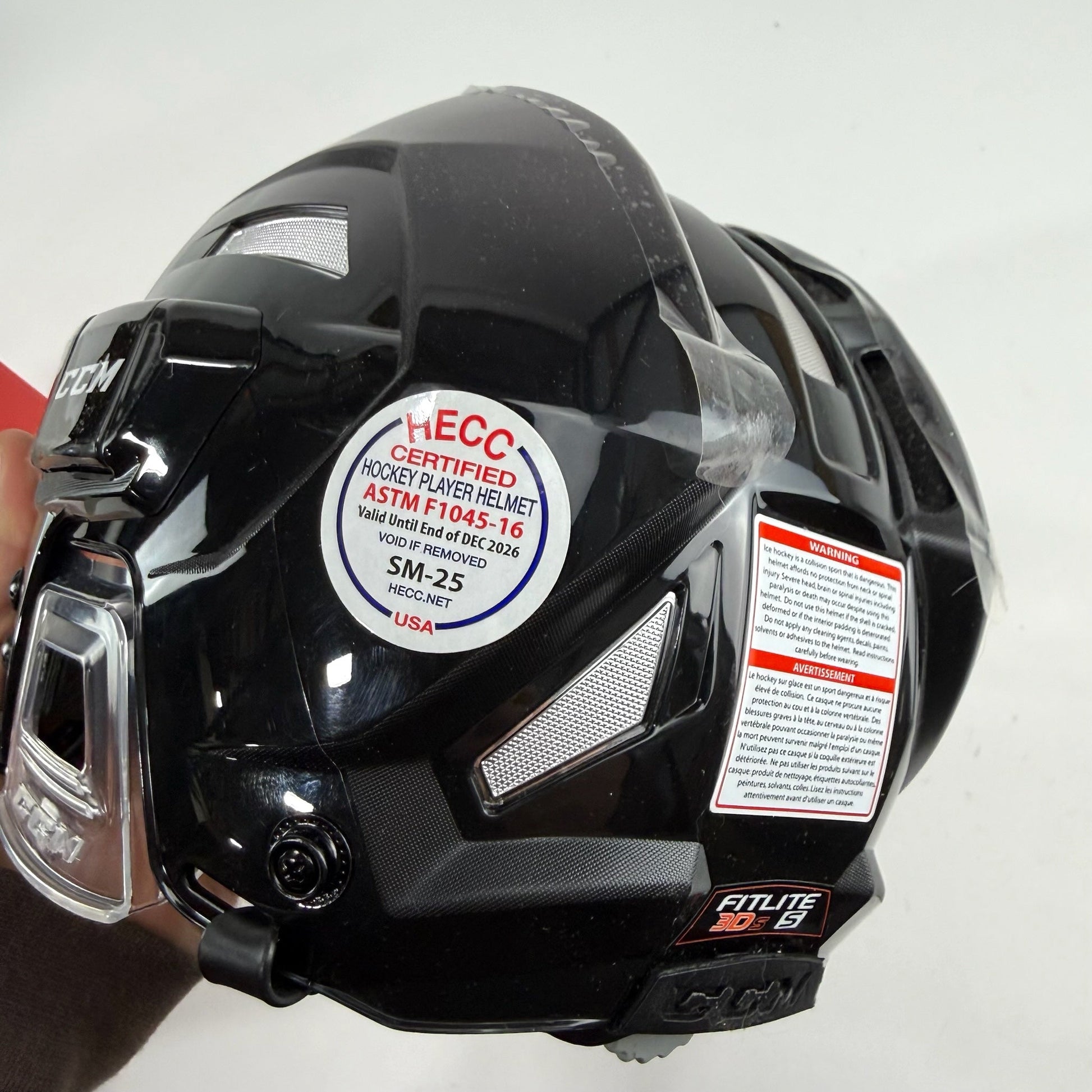 New CCM Black/Silver Fitlite 3DS Helmet | Senior S | #888162961052 - Top Flight Hockey