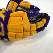 Used Yellow and Purple CCM 4 Roll Pro Gloves | 14" | E461 - Top Flight Hockey