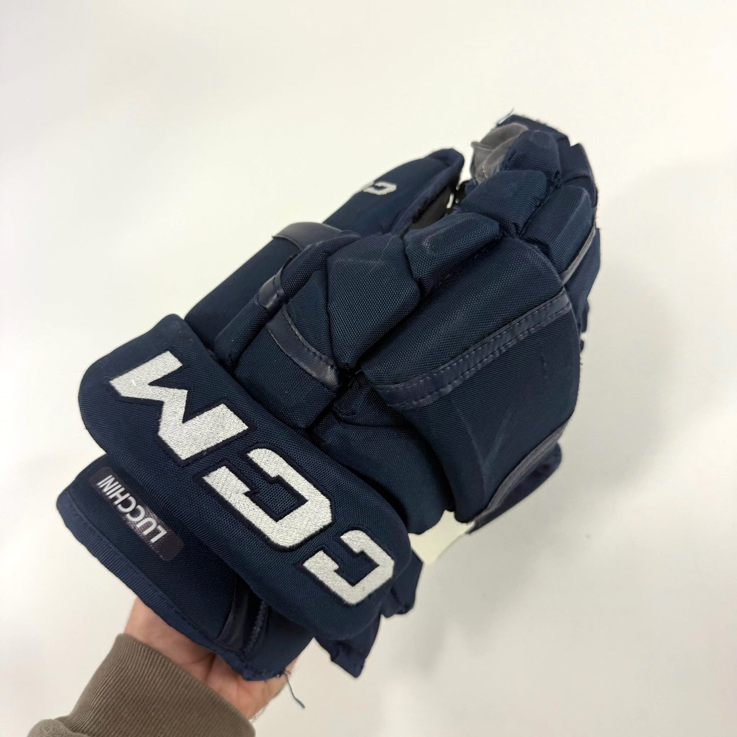 Used Navy CCM HG12 Gloves | 15" | D358 - Top Flight Hockey