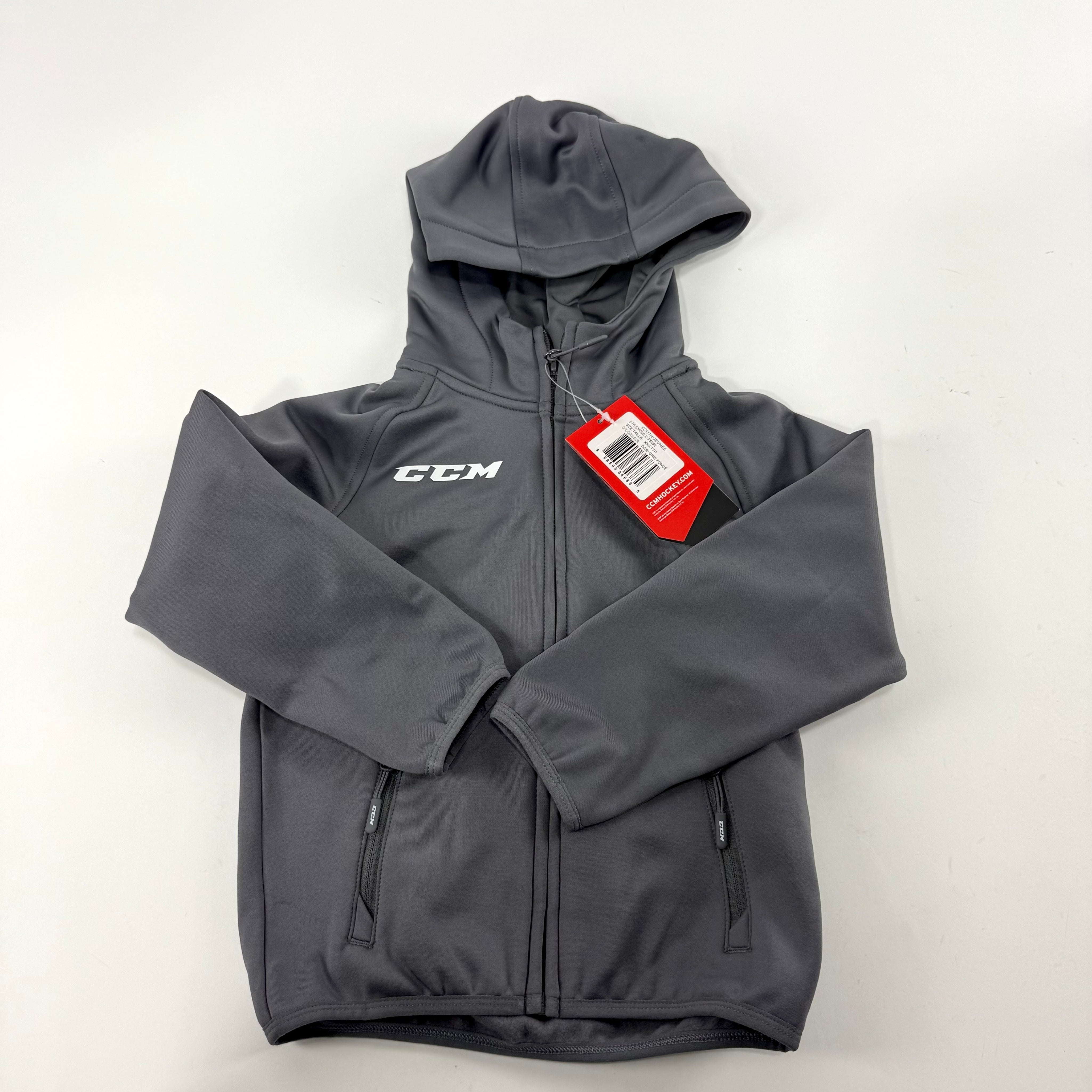 New Dark Grey CCM Youth Full Zip Performance Hoodie | Youth XXS | #888600346830 - Top Flight Hockey