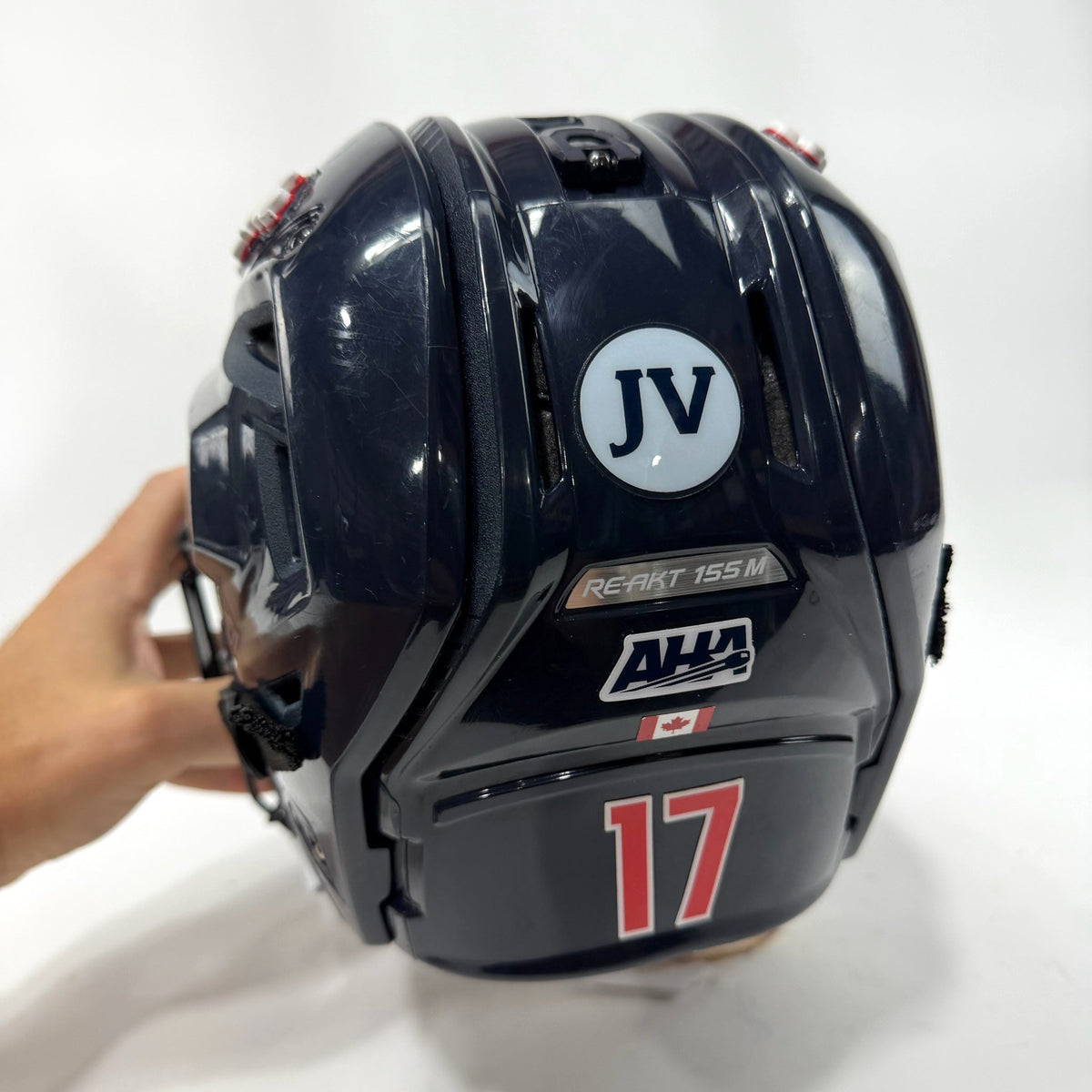 Used Navy Bauer Re-Akt 155 Helmet with Cage | Senior Medium | AB665