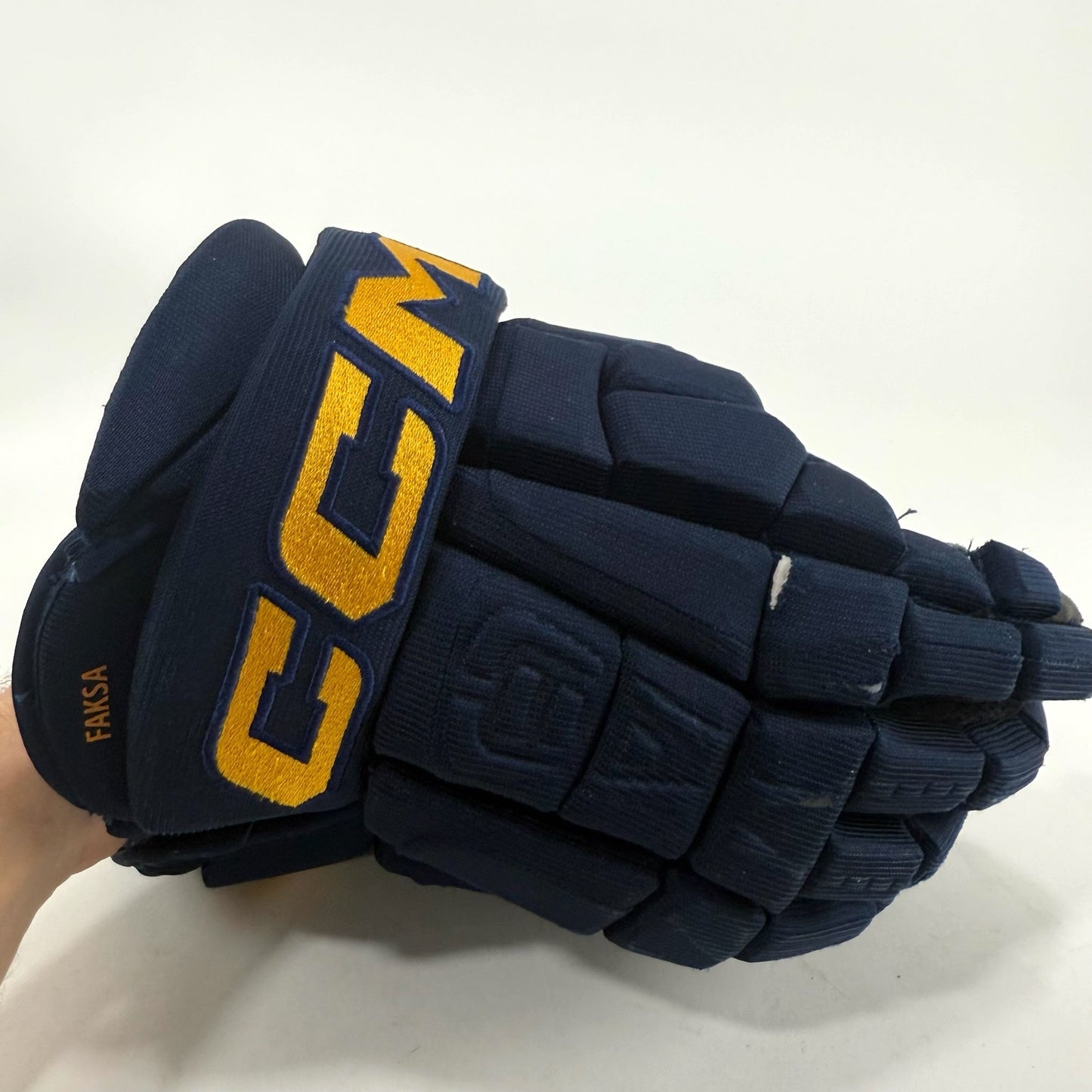 Used Navy STL Blues CCM HGCL Gloves | 15" | Faksa | D180