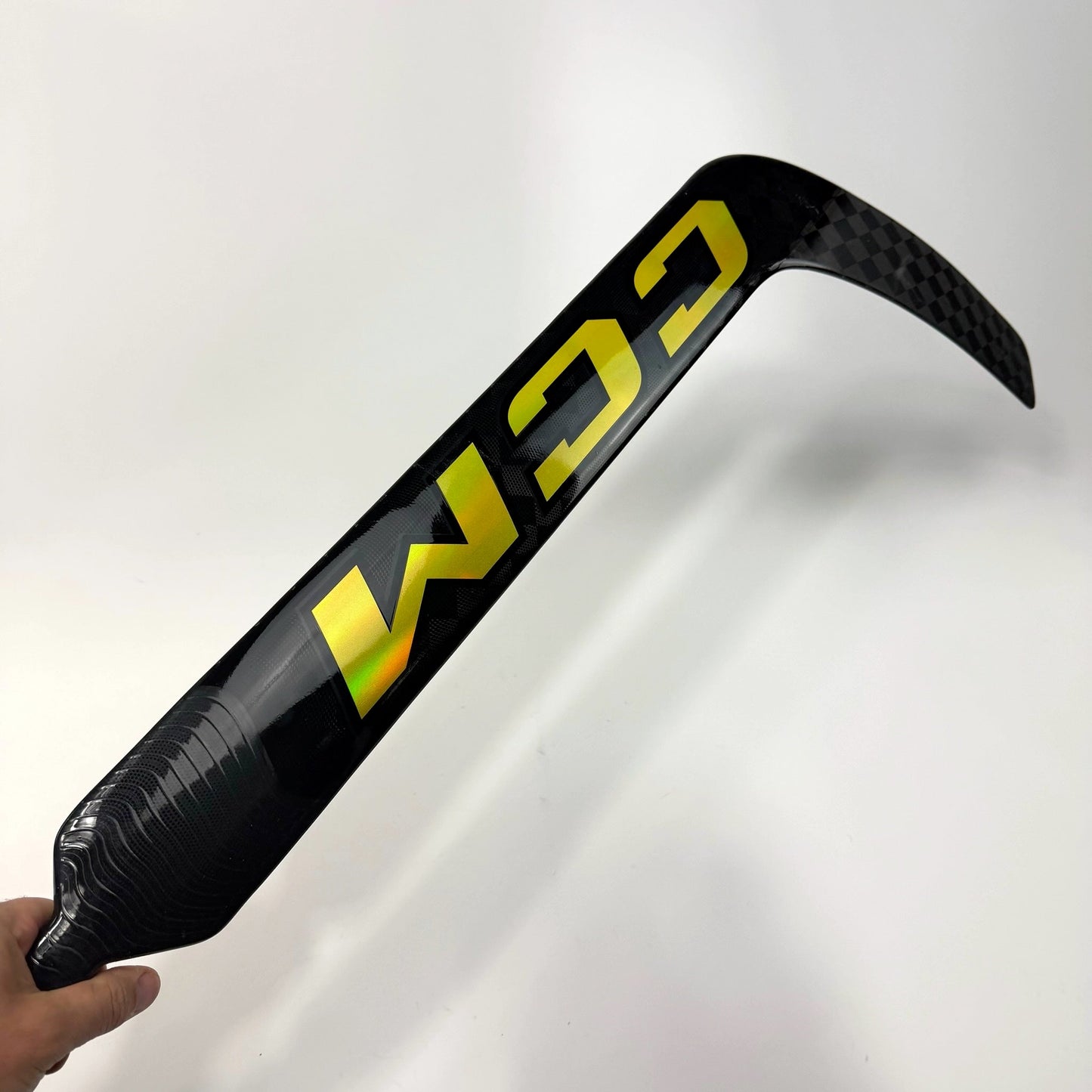 New Regular Black/Gold CCM Tacks XF Pro Goalie Stick | 25" Paddle P31 Curve Grip | AB975
