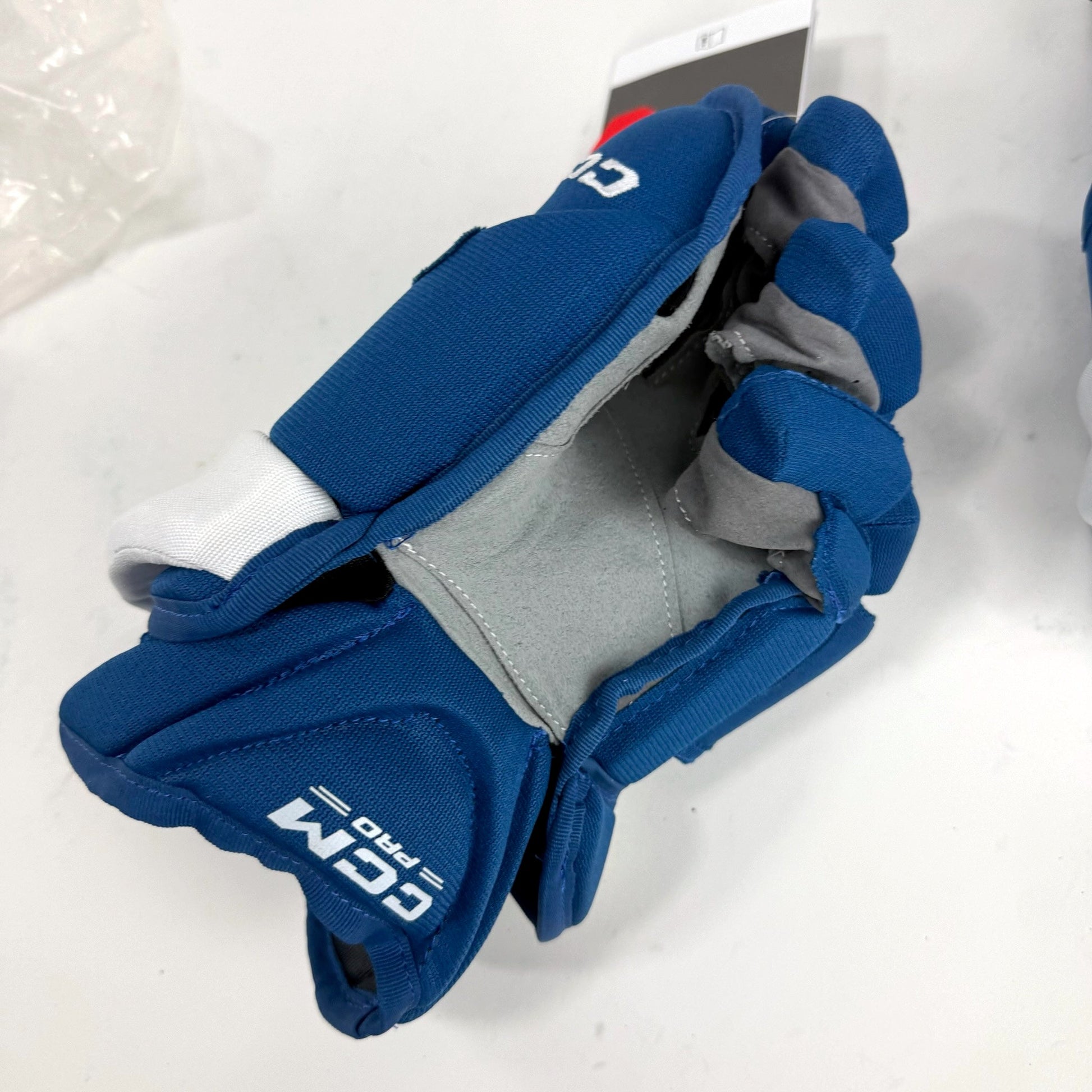 New Blue and White CCM HG12 Gloves | Colorado Avalanche | 14" - #191035289802 - Top Flight Hockey