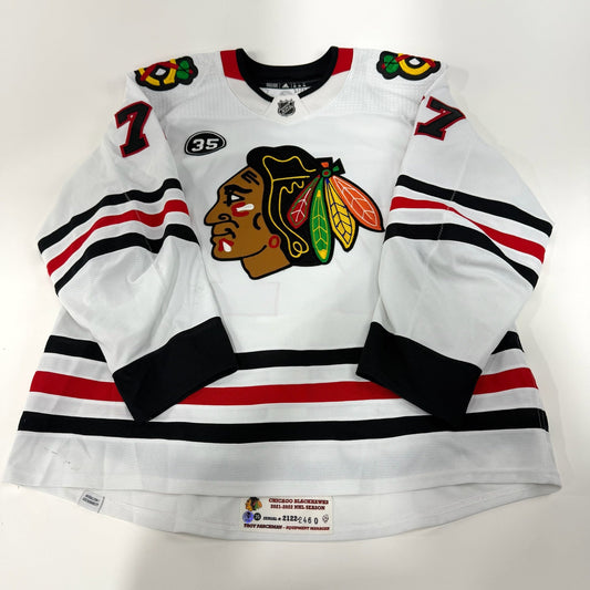 Kirby Dach #77 Away Chicago Blackhawks Game Worn Jersey 2021-2022, Set 2 | Size 58 | 2460-25560