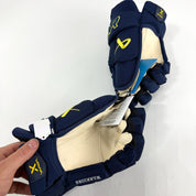 New Navy and Yellow Bauer Vapor Hyperlite Gloves | 14" | B577 - Top Flight Hockey