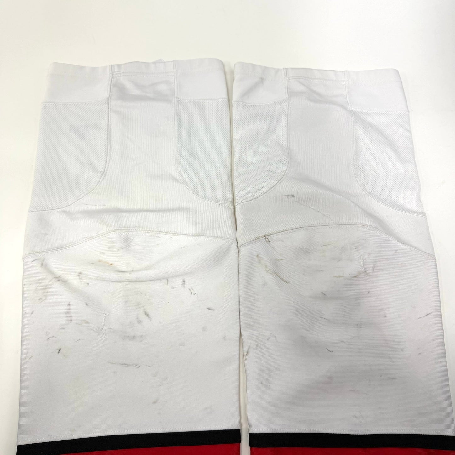 Used White with Red Stripe CCM Socks | XL | AB895