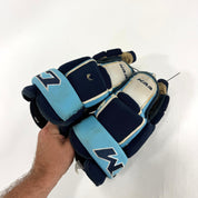 Used Navy, Baby Blue, White CCM Pro V Gloves | 12" | Maine Blackbears | B624 - Top Flight Hockey