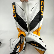 Brand New CCM 6.5 White, Yellow, and Black Full Goalie Set - 34" +1" Pads - 581 Degree Break Glove