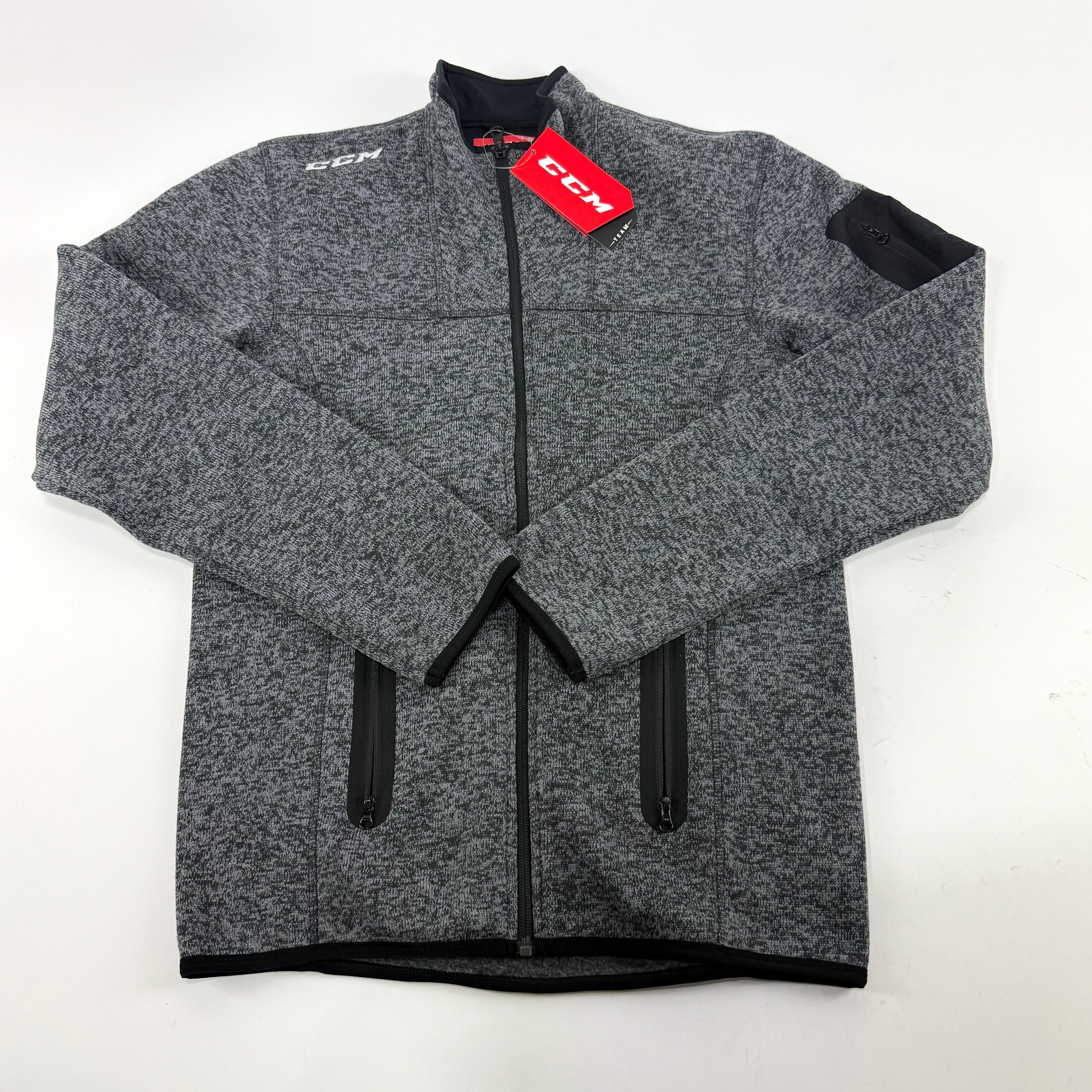 New Dark Grey CCM Mens Fleece Full Zip Jacket | Senior S | #191520014339 - Top Flight Hockey