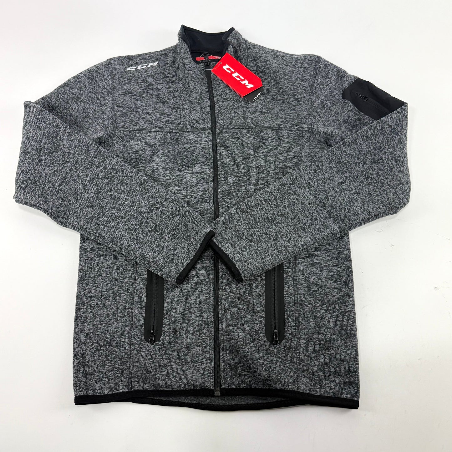 New Dark Grey CCM Mens Fleece Full Zip Jacket | Senior S | #191520014339