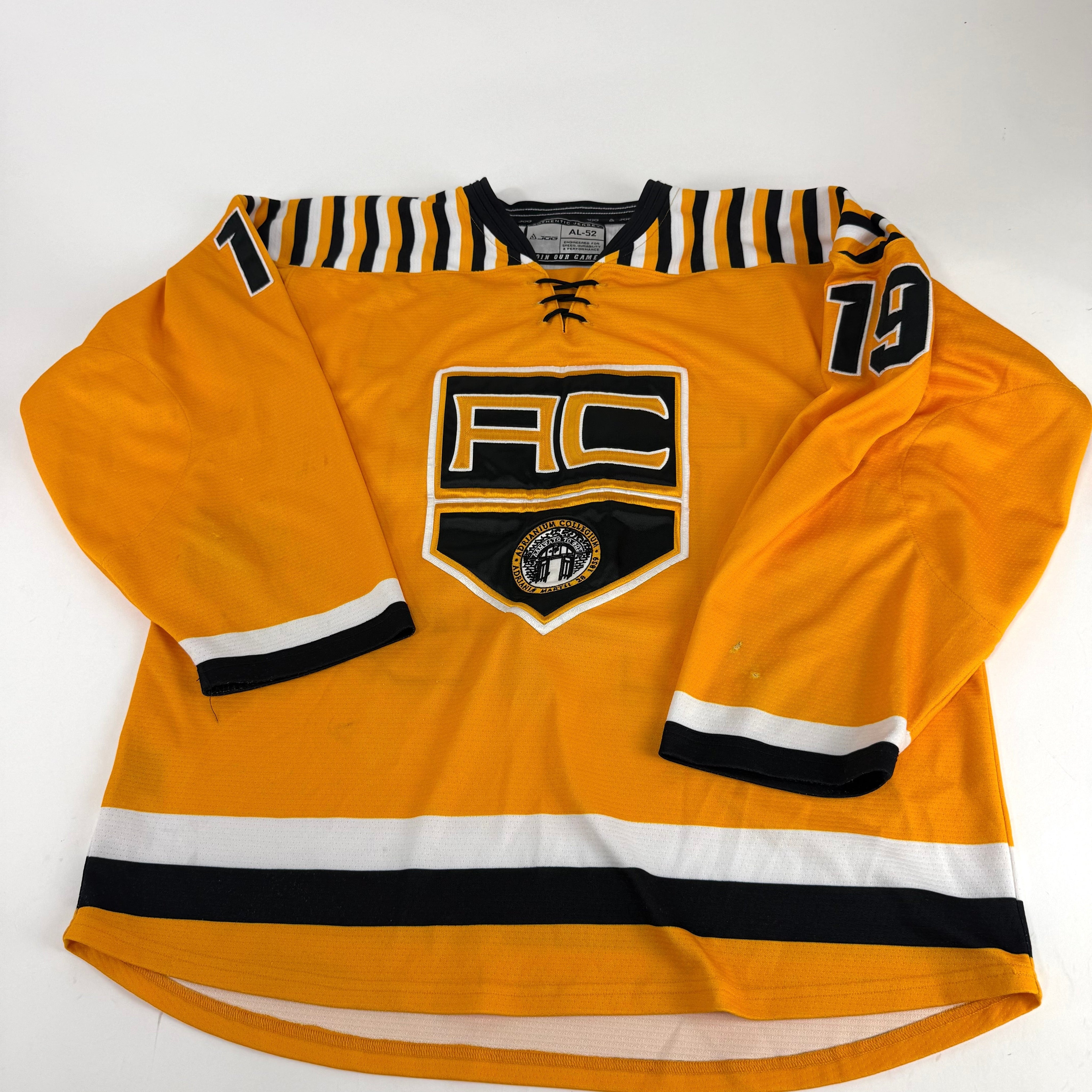 Yellow JOG Adrian College Game Jersey | Size 52 | Graham #19 - Top Flight Hockey