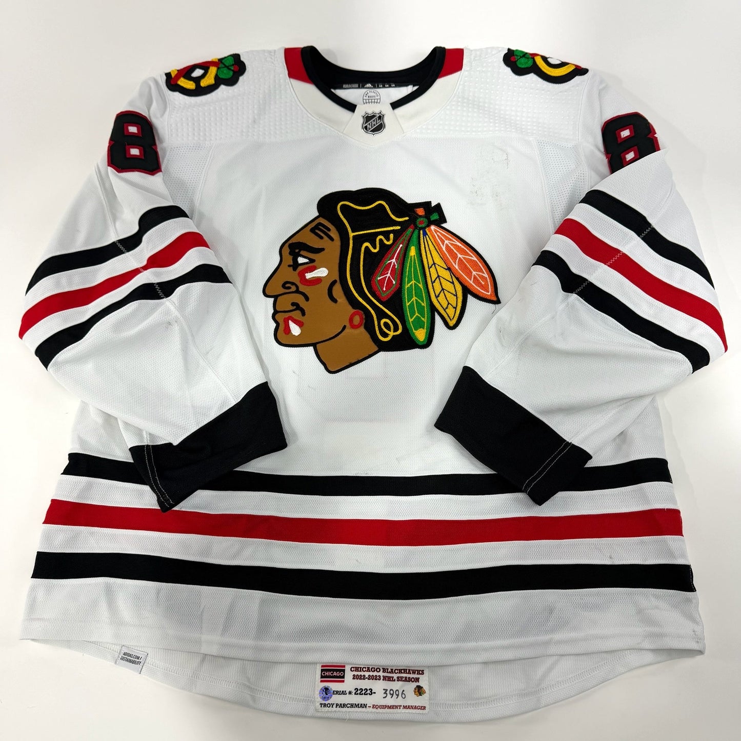 Jack Johnson #8 Away Chicago Blackhawks Game Worn Jersey 2022-2023, Set 2 | 3996-25515