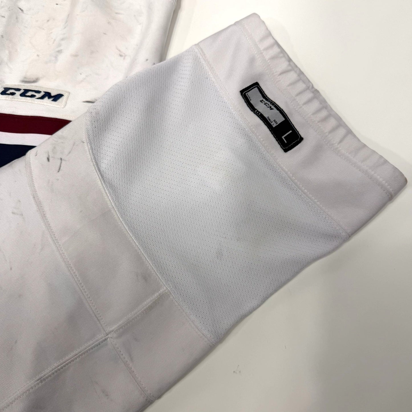 Used White Tulsa Oilers CCM Socks | Large | AB748