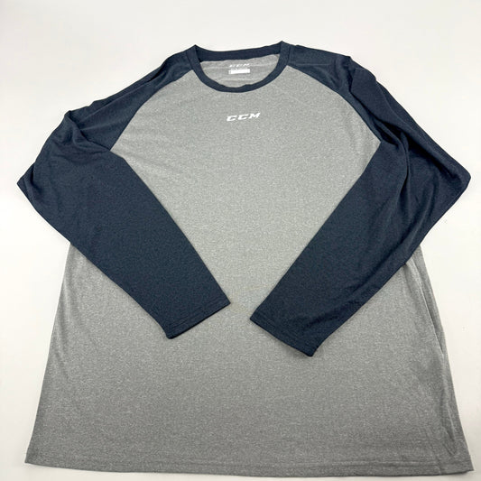 New CCM Mens Basecamp Two Tone Long Sleeve | Grey/Navy | Senior XL #191520510978