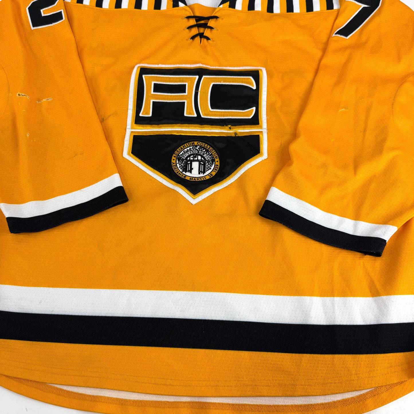 Yellow JOG Adrian College Game Jersey | Size 52 | Hatcher #27 - Top Flight Hockey