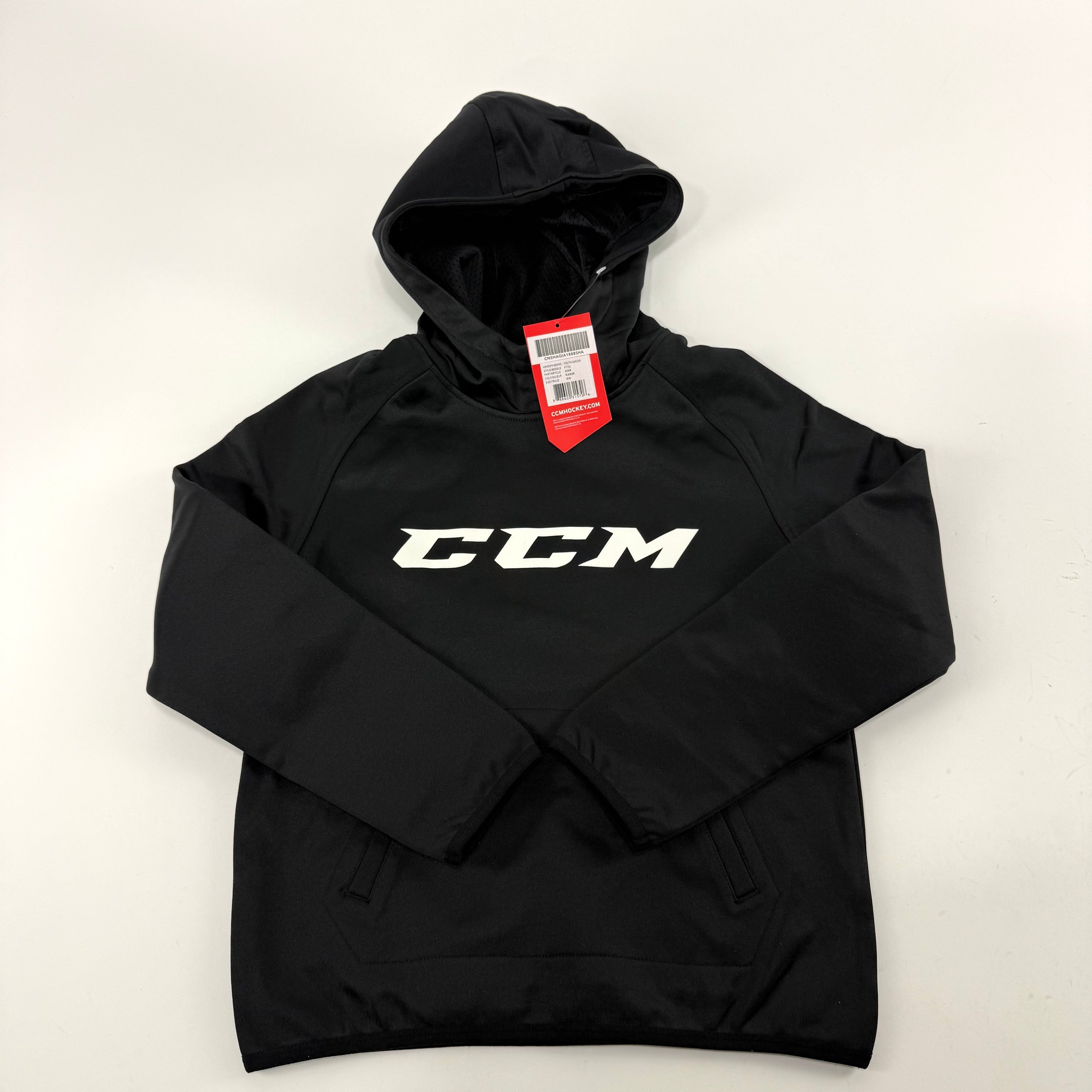 New Black CCM Youth Core Tech Pullover Hoodie | Youth M | #888600315706 - Top Flight Hockey