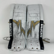 Used Vegas Knights White and Gold Vaughn V9 Goalie Leg Pads | Saville | 35+1"