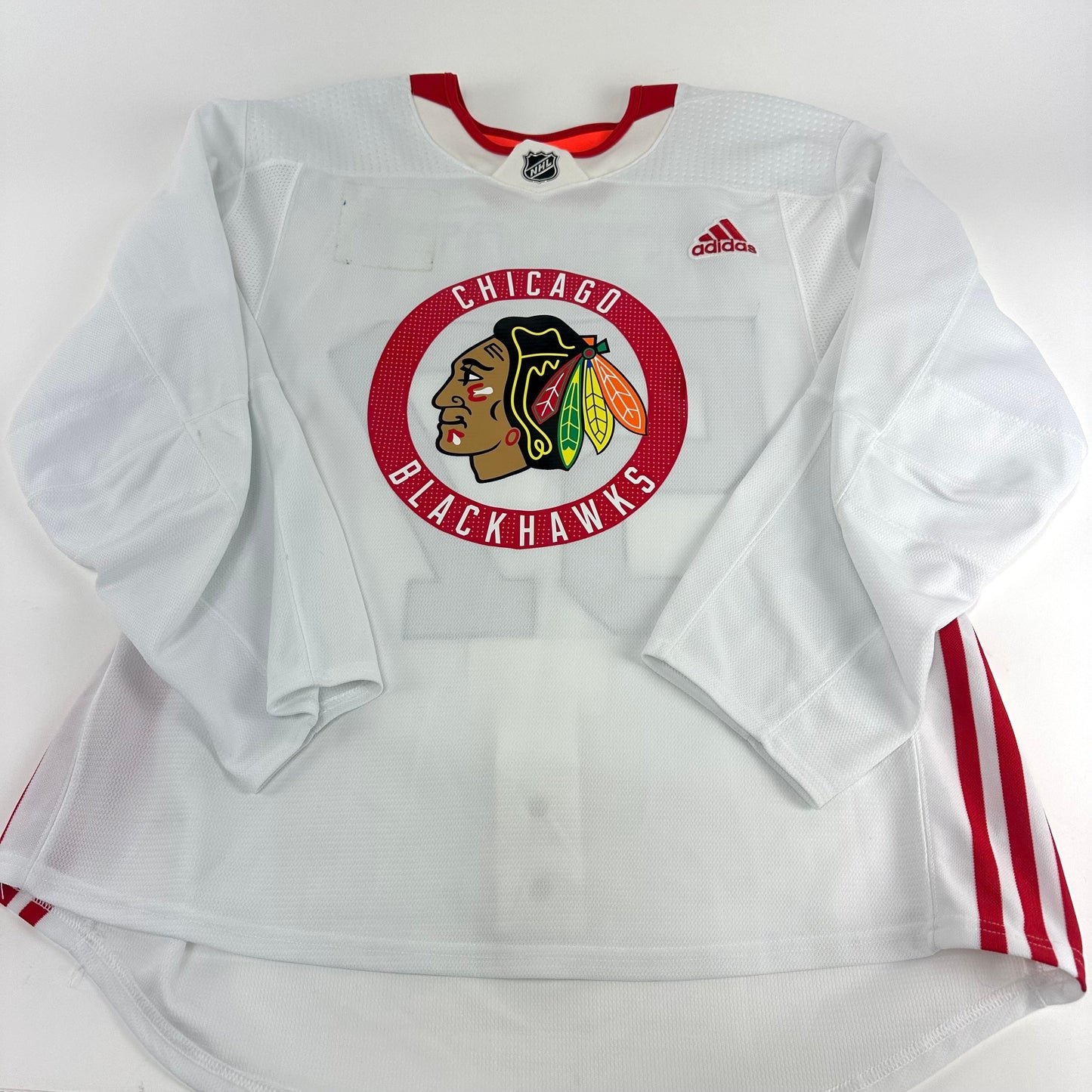 PERROTT #57 - White Chicago Blackhawks Camp / Practice Jersey - Adidas MIC Size 56 - Top Flight Hockey