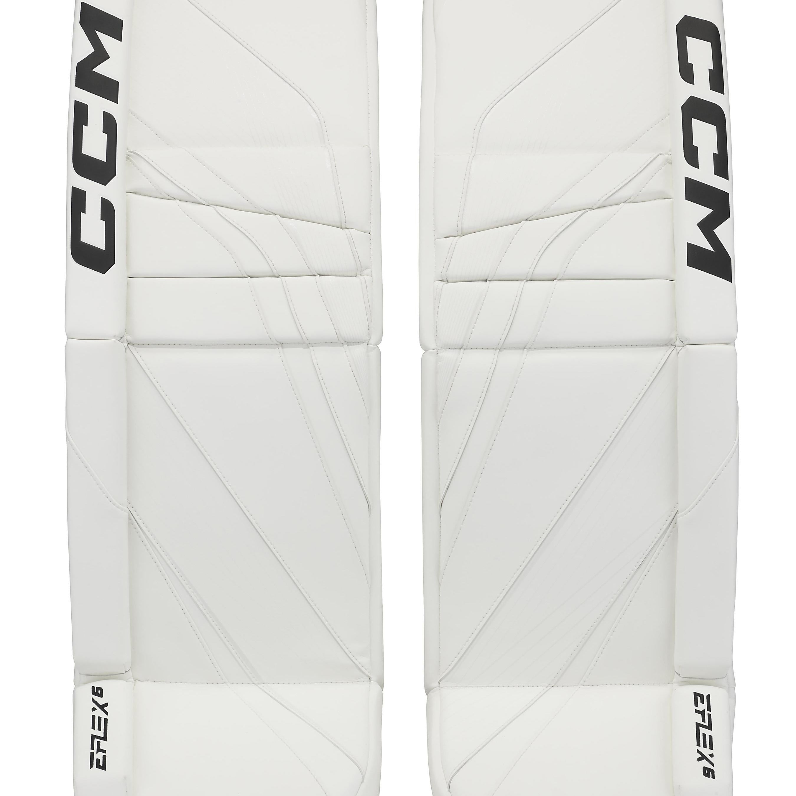 New CCM White E Flex 6 Goalie Leg Pads | 34+1" | #191520632052 - Top Flight Hockey