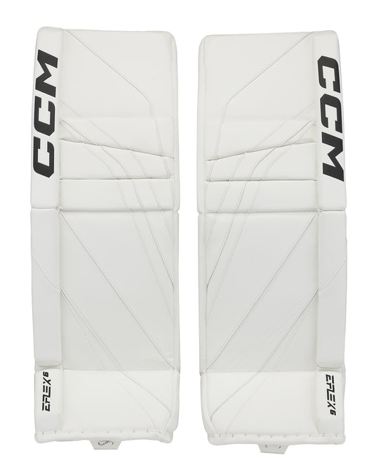 New CCM White E Flex 6 Goalie Leg Pads | 34+1" | #191520632052