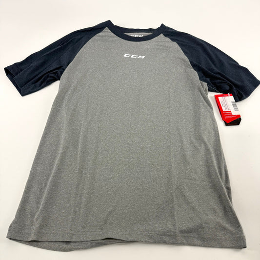 New CCM Mens Basecamp Two Tone Short Sleeve | Grey/Navy | Senior XL | #191520510879 - Top Flight Hockey