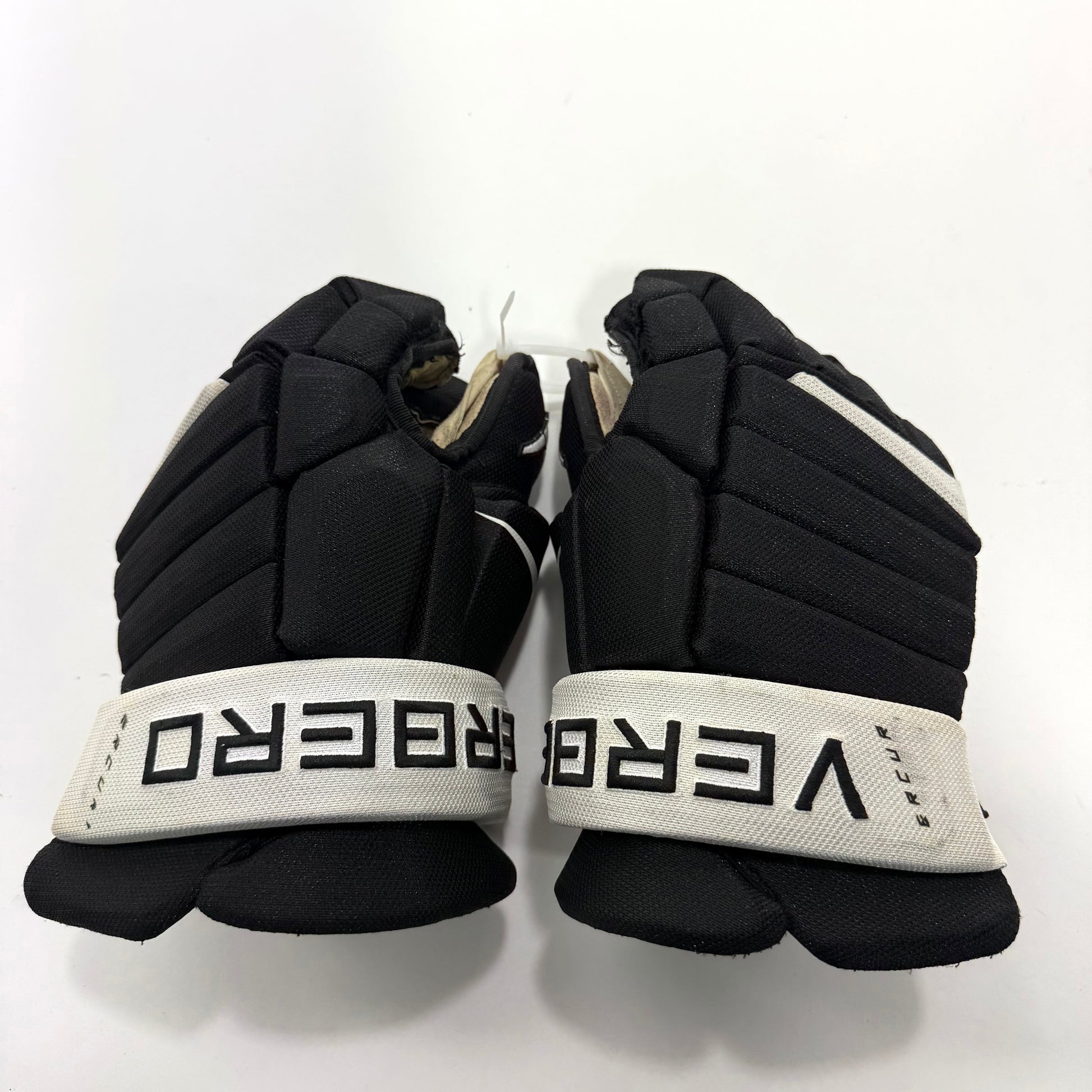Used Black and White Verbero Gloves | 14" | #A116 - Top Flight Hockey