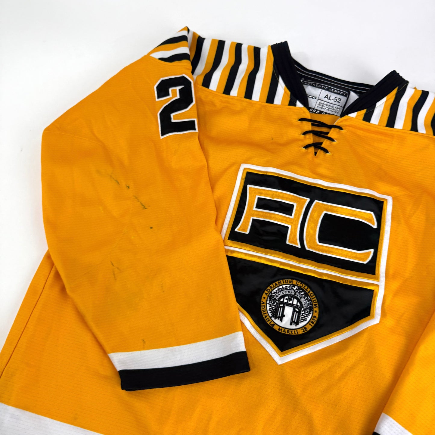 Yellow JOG Adrian College Game Jersey | Size 52 | Noetzel #24 - Top Flight Hockey