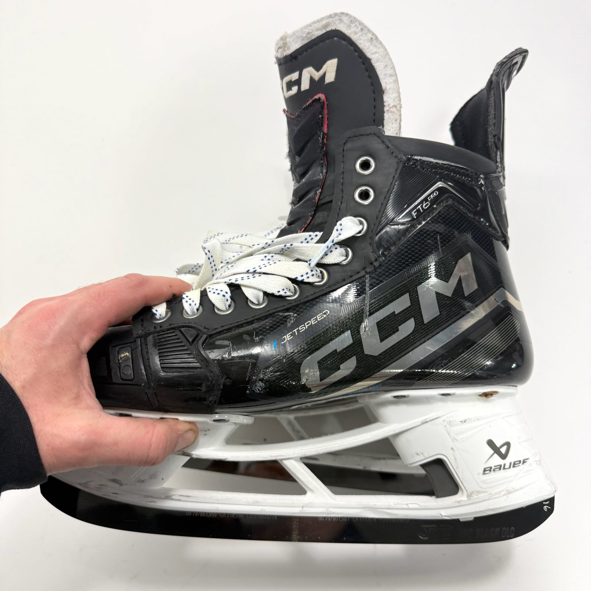 Used Black CCM Jetspeed FT6 Pro Skates | 9 3/4 D | Chicago Blackhawks Jason Dickinson | BH306 - Top Flight Hockey