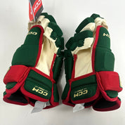 Brand New Green and Red Minnesota Wild CCM HG97 Gloves - 14"