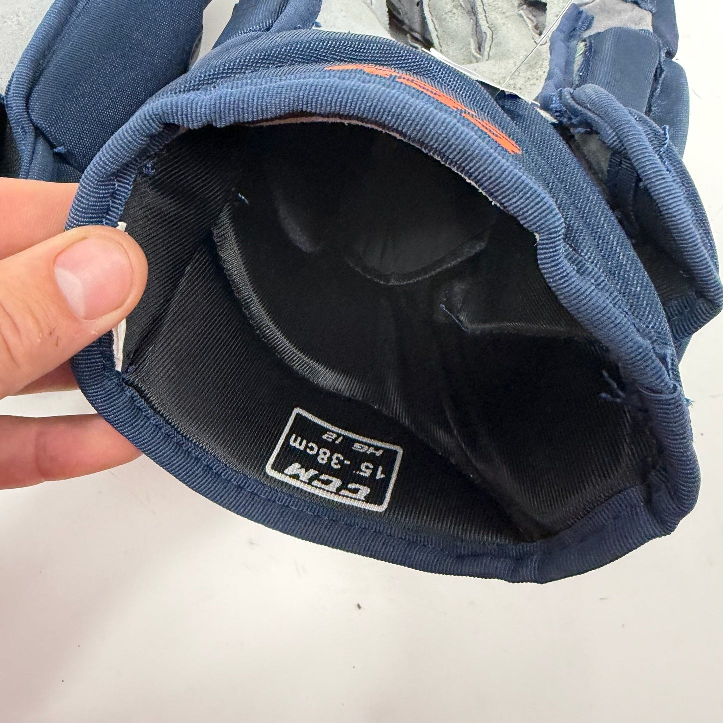 Used Navy and Orange CCM HG12 Gloves | 15" | AB672