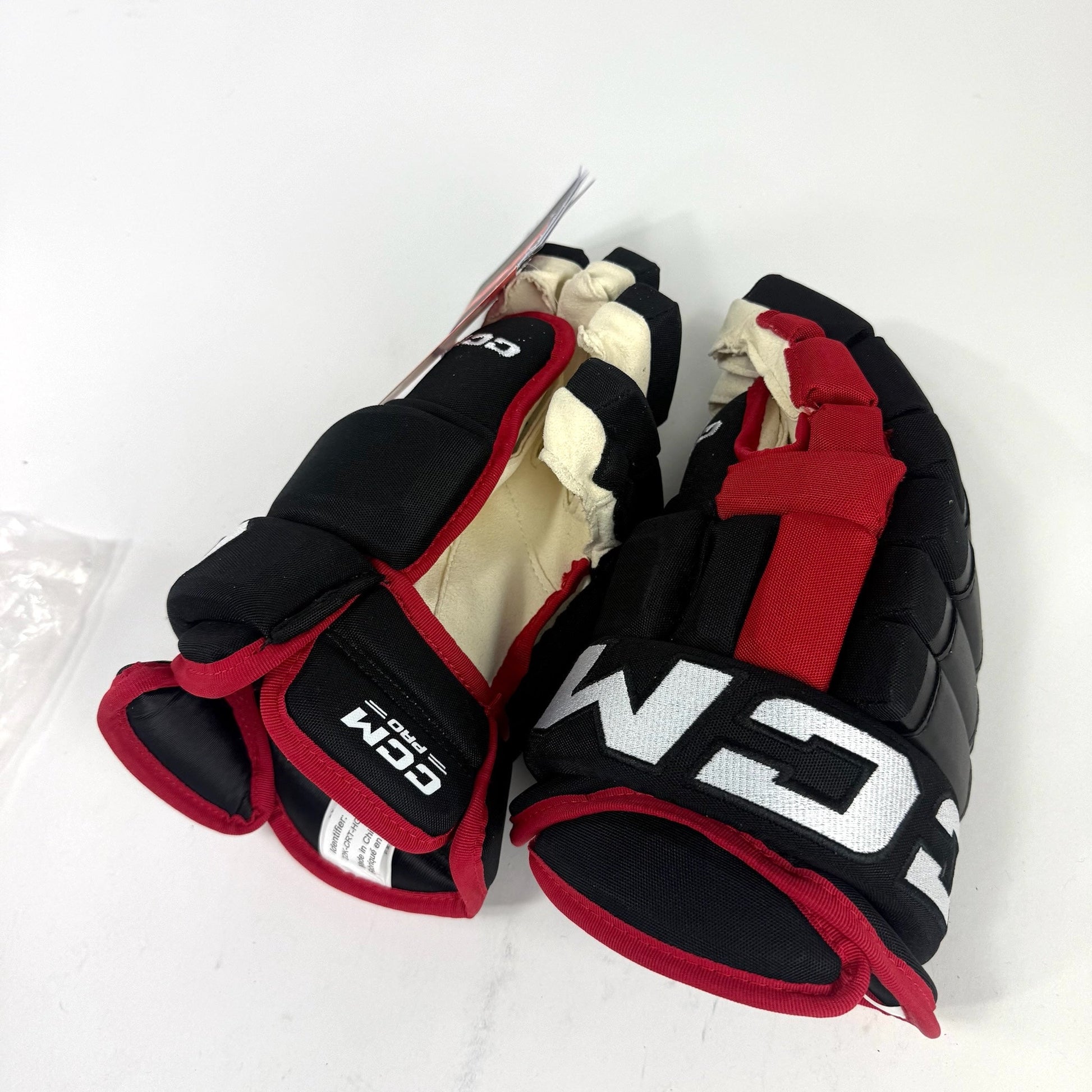 New Black and Red CCM HG97 Gloves | Chicago Blackhawks | 14" - #191035520493 - Top Flight Hockey