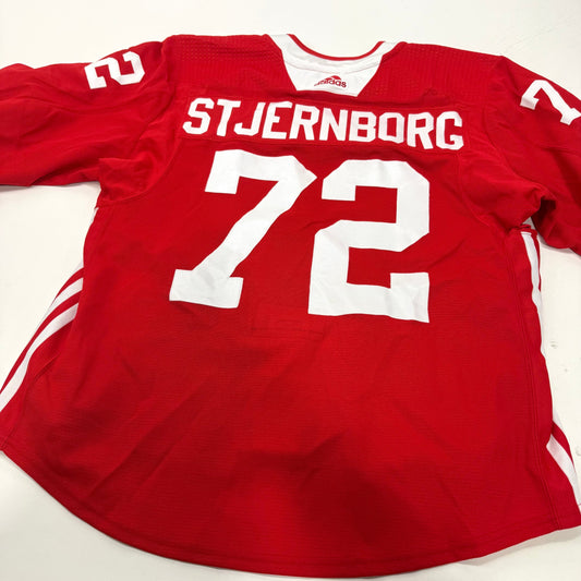 Used Red Chicago Blackhawks Adidas MIC Practice Jersey | Size 56 | Stjernborg #72 - Top Flight Hockey