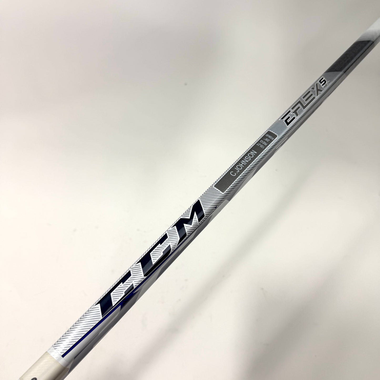 New Regular Blue and White CCM Eflex 5 Pro Lite Goalie Stick | 26" Paddle Heel Curve | Johnson