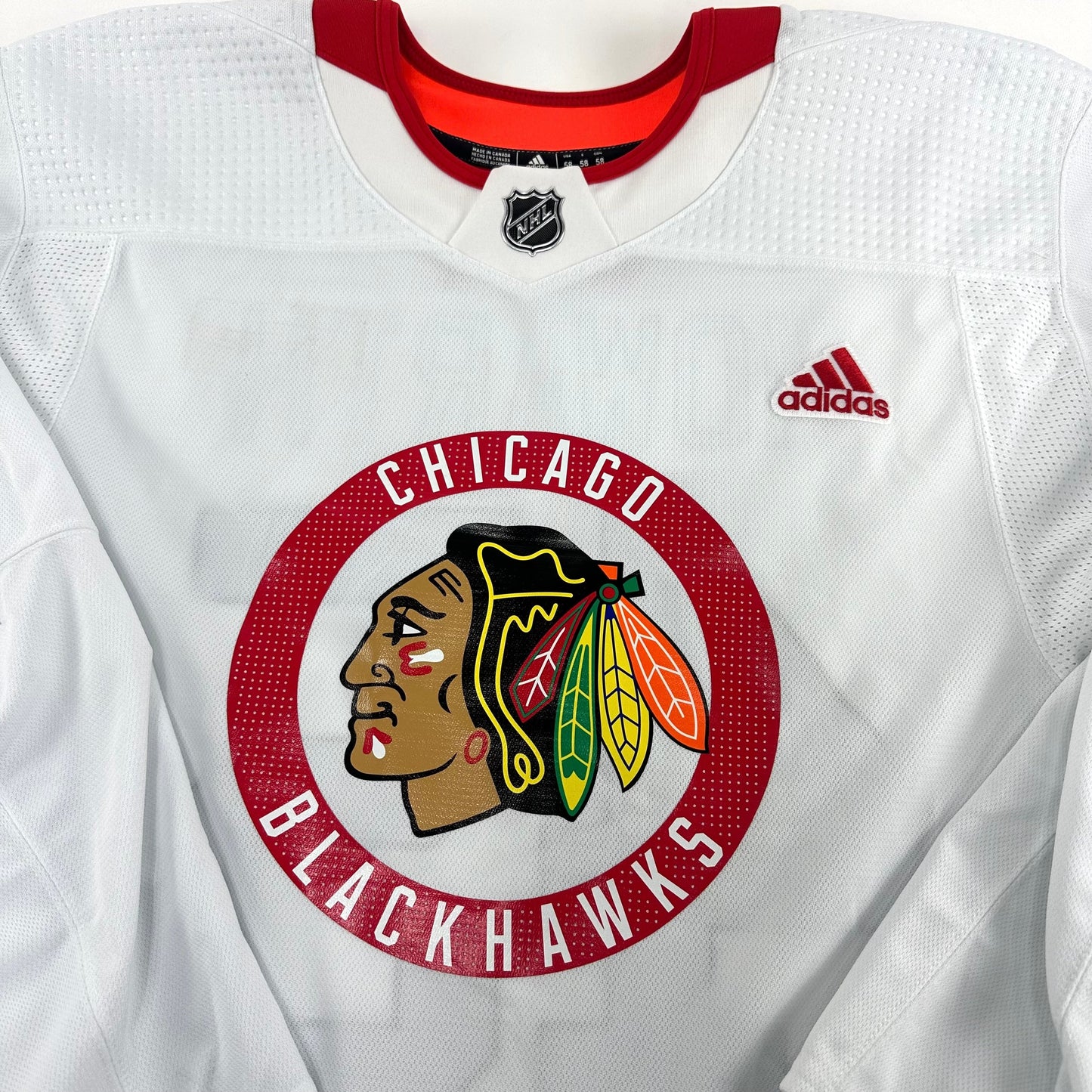HOWARTH #45 - White Chicago Blackhawks Camp / Practice Jersey - Adidas MIC Size 58