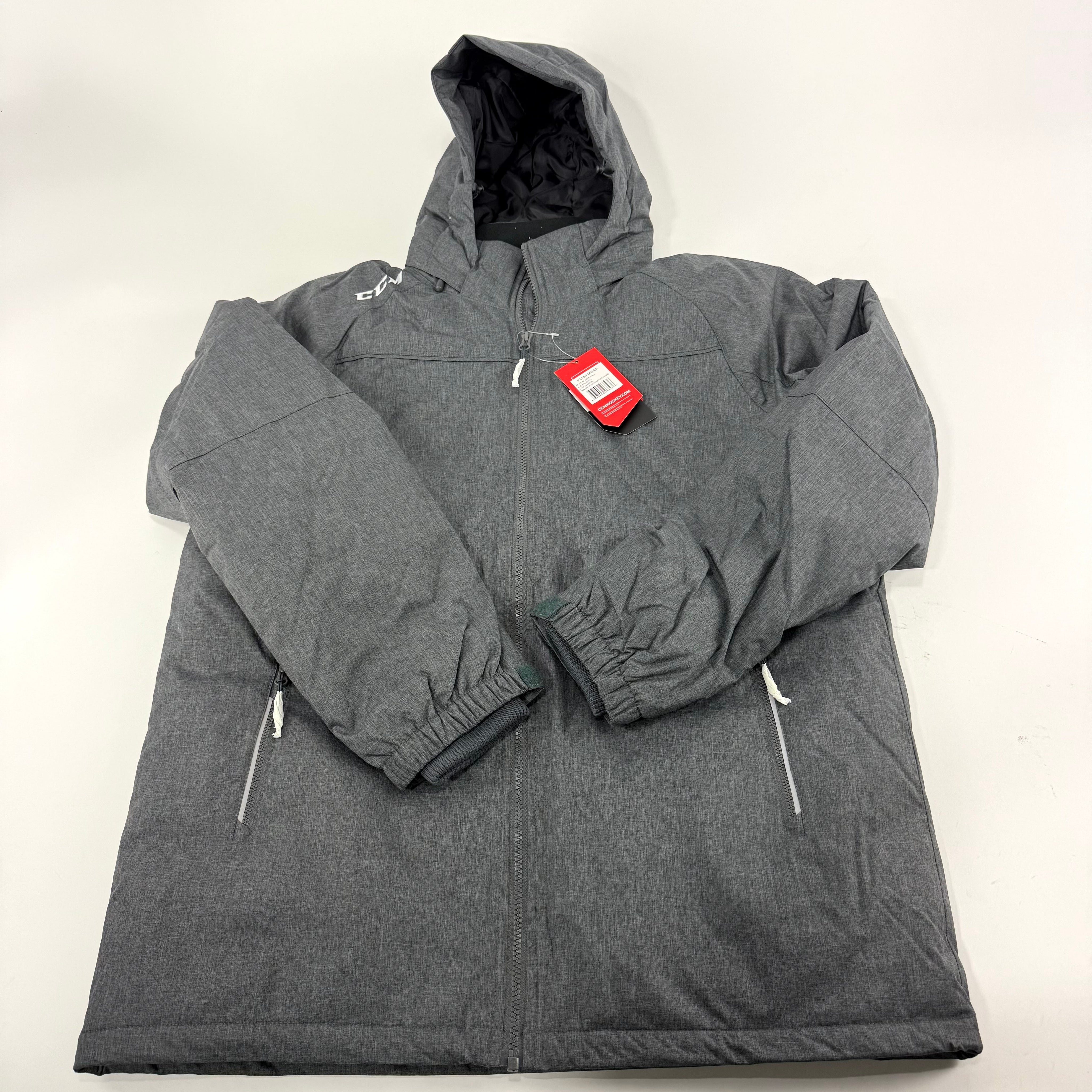 New Dark Grey CCM Mens Team Winter Jacket | Senior L | #888600266237 - Top Flight Hockey