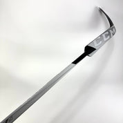Brand New FULL RIGHT Black, White and Grey CCM Eflex 5 Goalie Stick - P4 Curve | 25" Paddle - Top Flight Hockey
