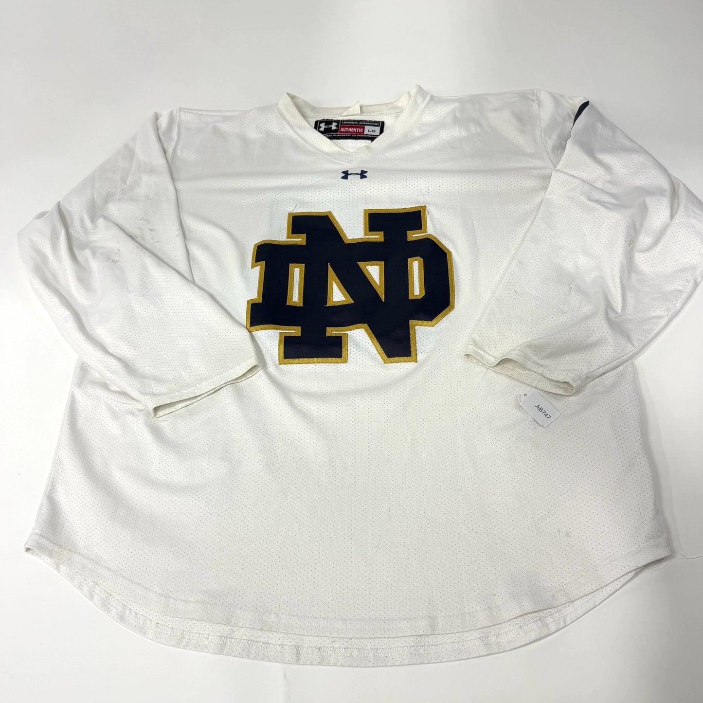 Used White Under Armour Notre Dame Practice Jersey | Senior Large | AB747