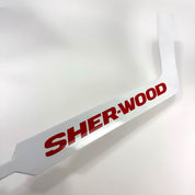 New White Wood Regular Sherwood GS350 Goalie Stick | 25" | Custom Wedge Curve | E381