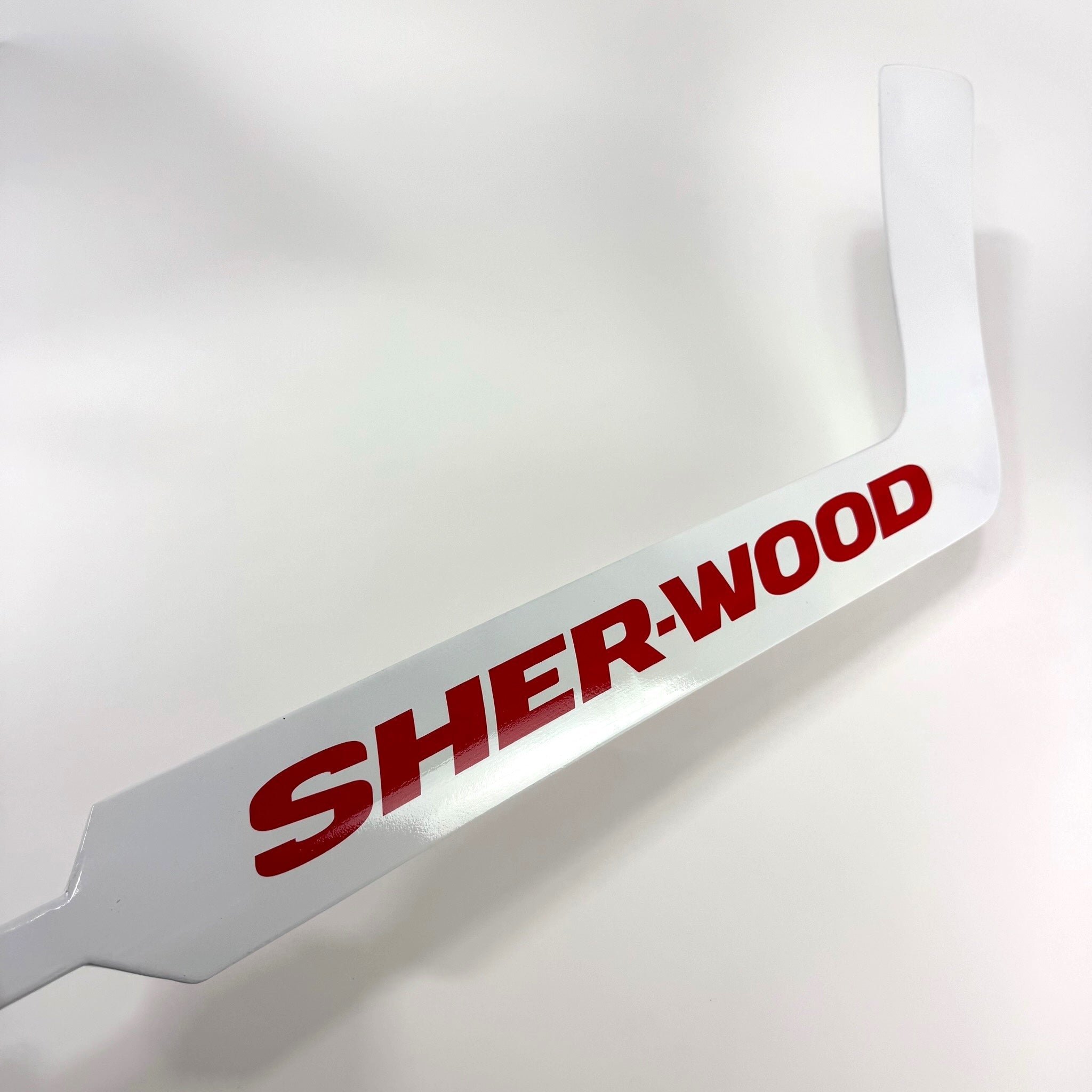 New White Wood Regular Sherwood GS350 Goalie Stick | 25" | Custom Wedge Curve | E381