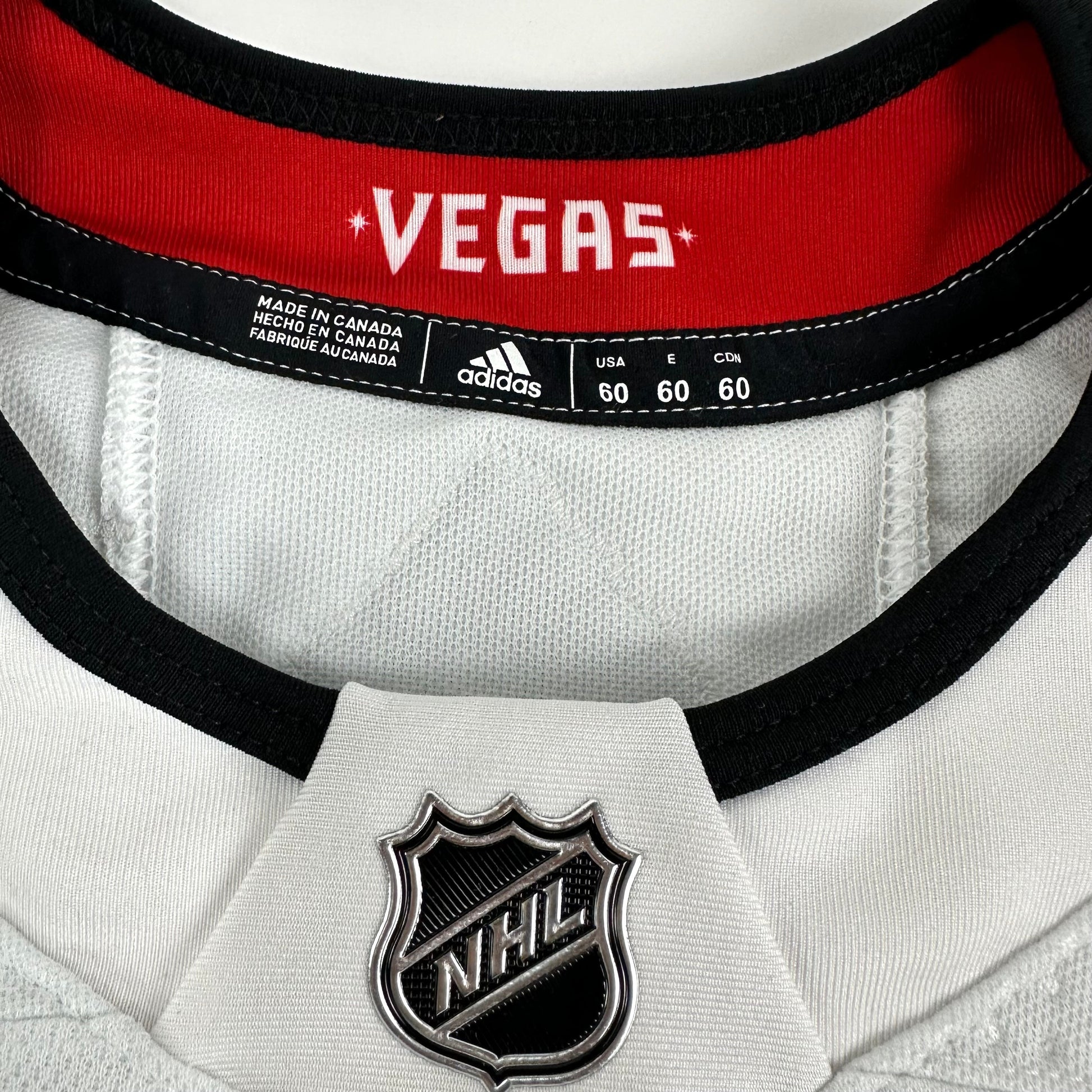 Brand New Away White Vegas Golden Knights MIC Made in Canada Blank Game Jersey - Size 60 - Top Flight Hockey