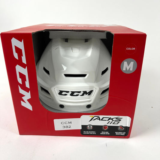 Brand New CCM Tacks 110 Helmet In Box - White - Medium - #CCM382 - Top Flight Hockey