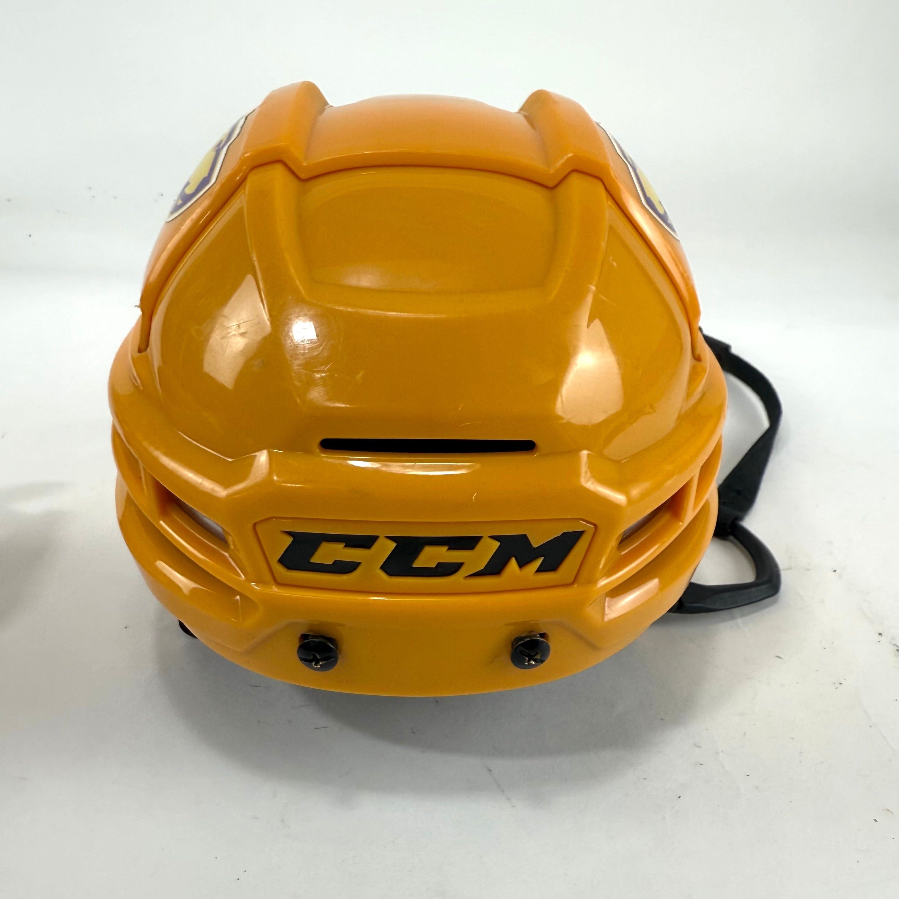 Used Sunflower Yellow CCM Tacks 910 Helmet | Small | E504