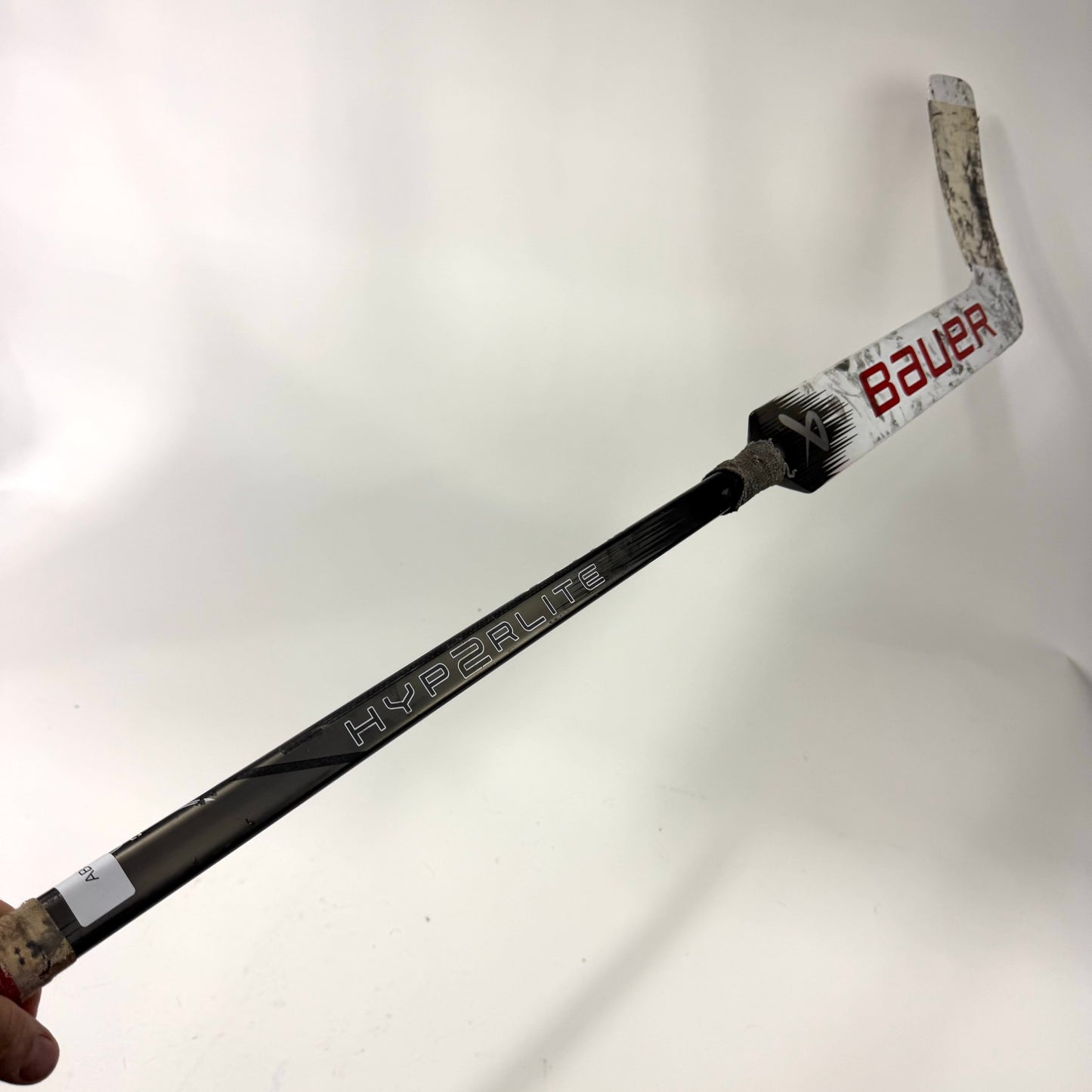 Used White/Black/Red Regular Bauer Hyperlite 2 Goalie Stick | 25" Paddle P31 Curve | AB652