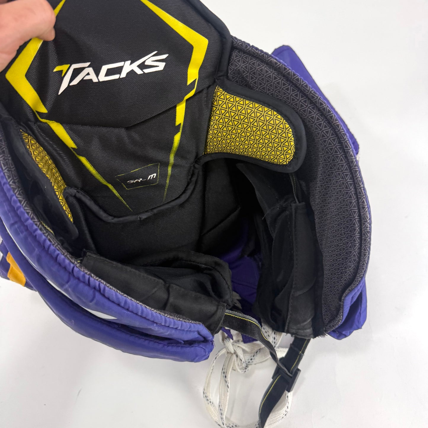 Used Purple/Yellow CCM Tacks 65C Pants | Medium | E541 - Top Flight Hockey