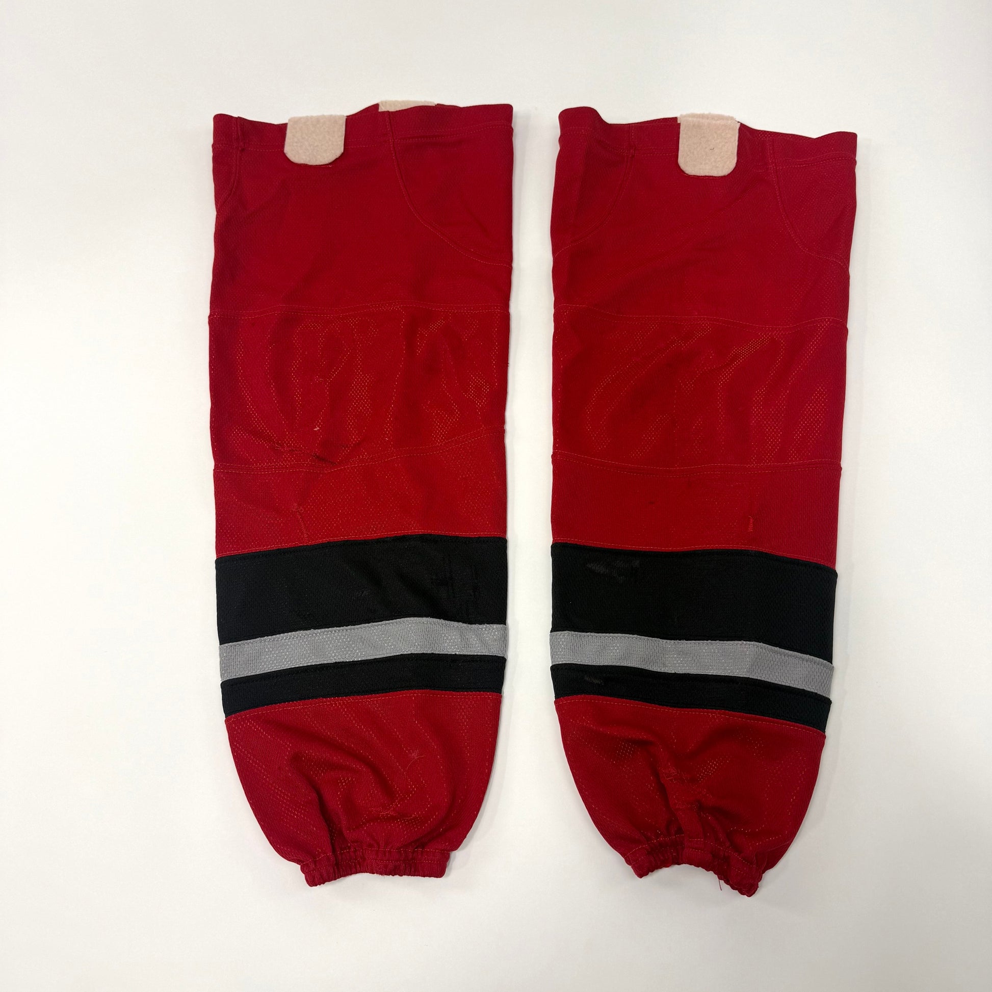 Used Red, Black, and Grey Chicago Steel Promo Night Socks - Top Flight Hockey
