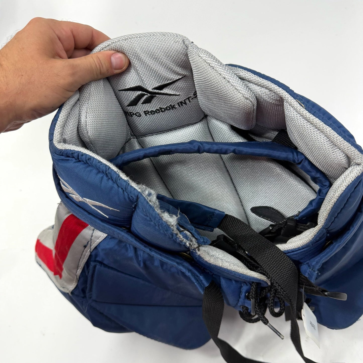 Used Navy with Red Stripe Reebok HGP Goalie Pants | Intermediate Small | AB493