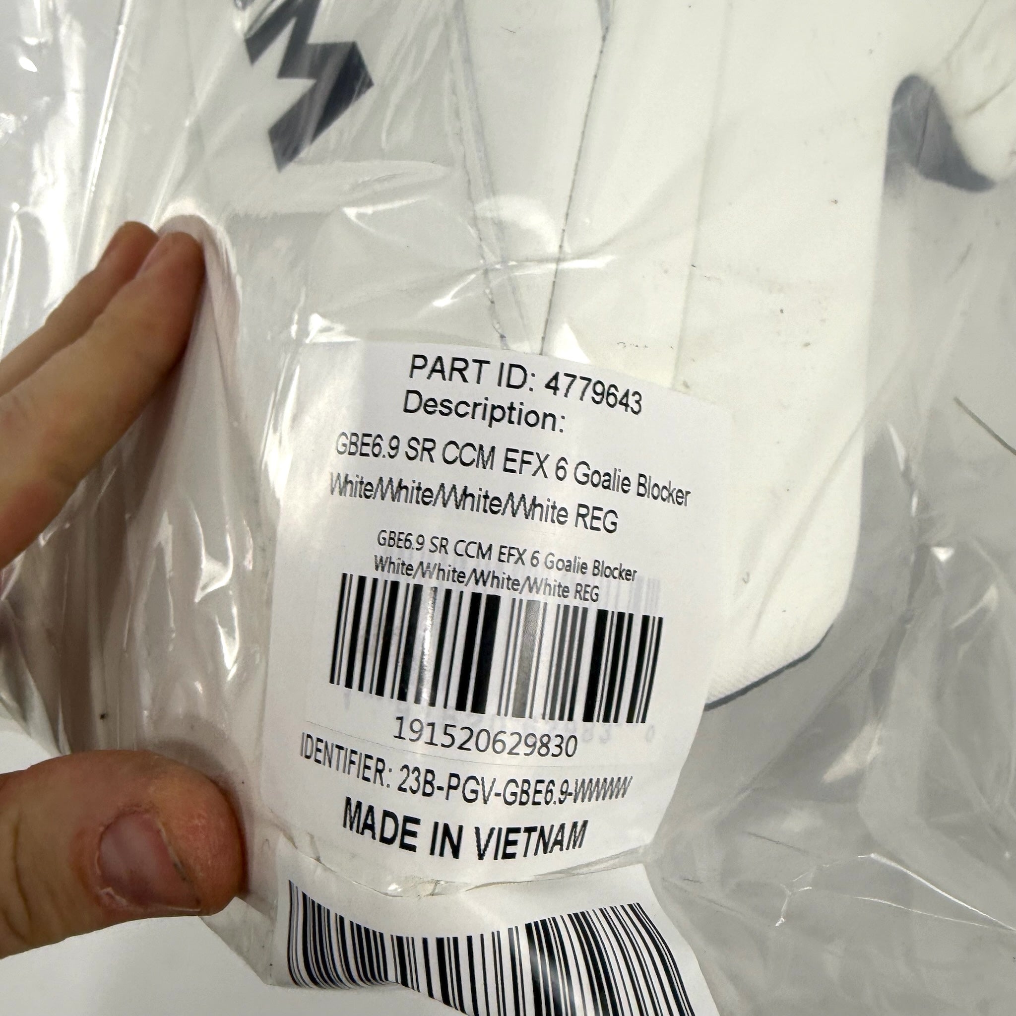 New White CCM E Flex 6.9 Goalie Blocker | Regular | Senior - Top Flight Hockey