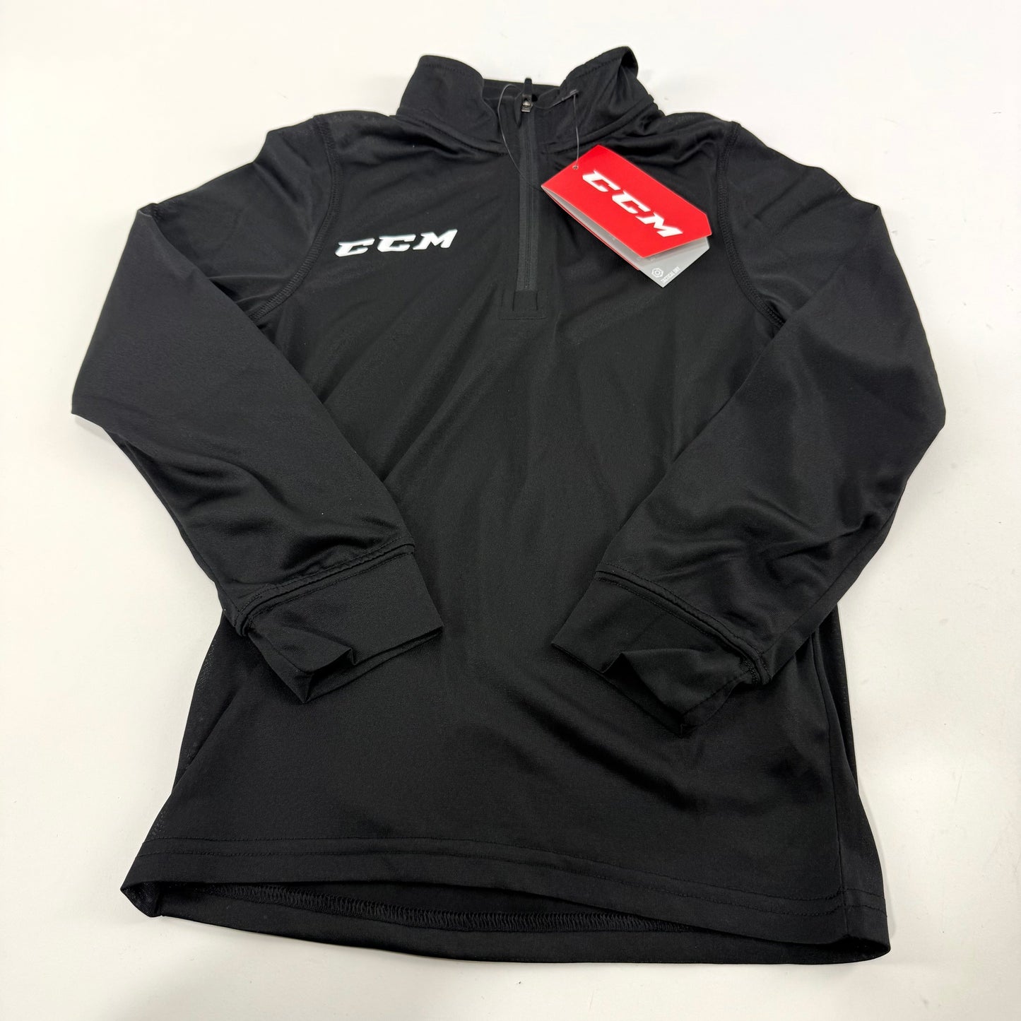 New Black CCM Youth Training 1/4 Zip Tech Top | Youth S | #888600324753