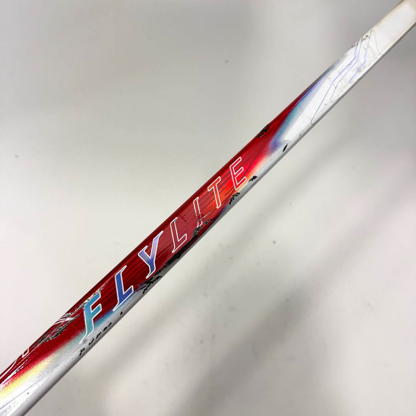 Used Regular White/Red Bauer Flylite Goalie Stick | 24" Paddle P34 Curve | AB708